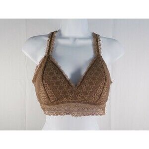 Auden Bralette Medium Brown Lace Lightly Lined Wireless Pullover Size Medium